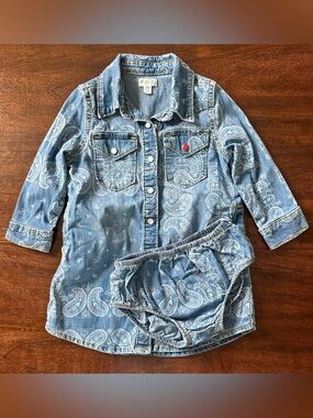 Gymboree Western Paisley Denim Dress & Bloomers Set 18–24M